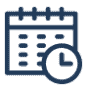 A calendar and clock are side-by-side representing convenience and schedules in the egg donation process.