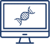 A computer screen shows a DNA strand, indicating genetics.