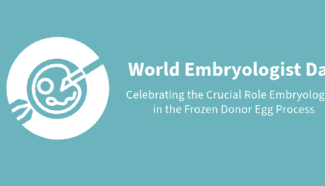 A teal-colored banner reads "World Embryologist Day" with an embryo drawing.