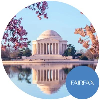 A view of the Washington Monument in Washington, D.C. with cherry blossom trees and the Tidal Basin in the foreground. Become an egg donor in Virginia today!