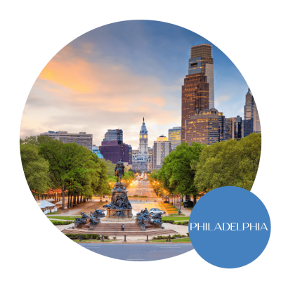 A photo depicting part of Philadelphia, one of the cities we have an egg donation retrieval clinic in.