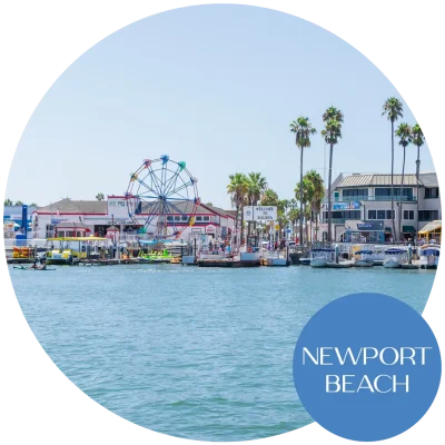 View of Newport Beach, CA, showcasing a city on the waterfront. Become an egg donor in California today!