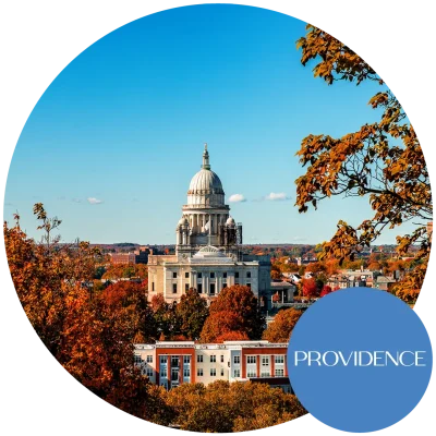 Rhode Island State House in the fall. Become an egg donor in Rhode Island today!